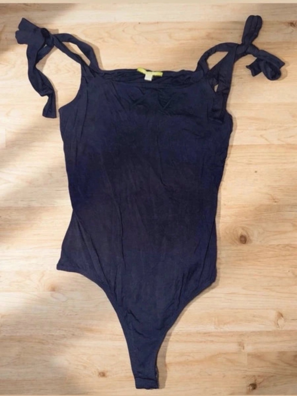 Gianni Bini Navy Tie-Shoulder One-Piece Bodysuit